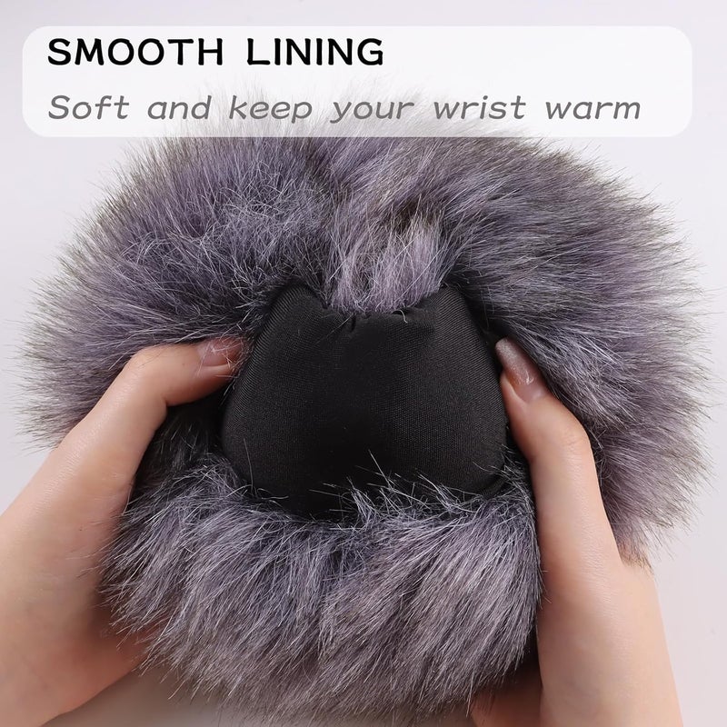Peecabe Winter Women Fuzzy Arm Warmers Girls Faux Fur Short Wrist Cuffs Fluffy Soft Wrist Cover Ankle Warmer - Image 4